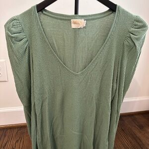 Nation LTD Green Ribbed Blouse